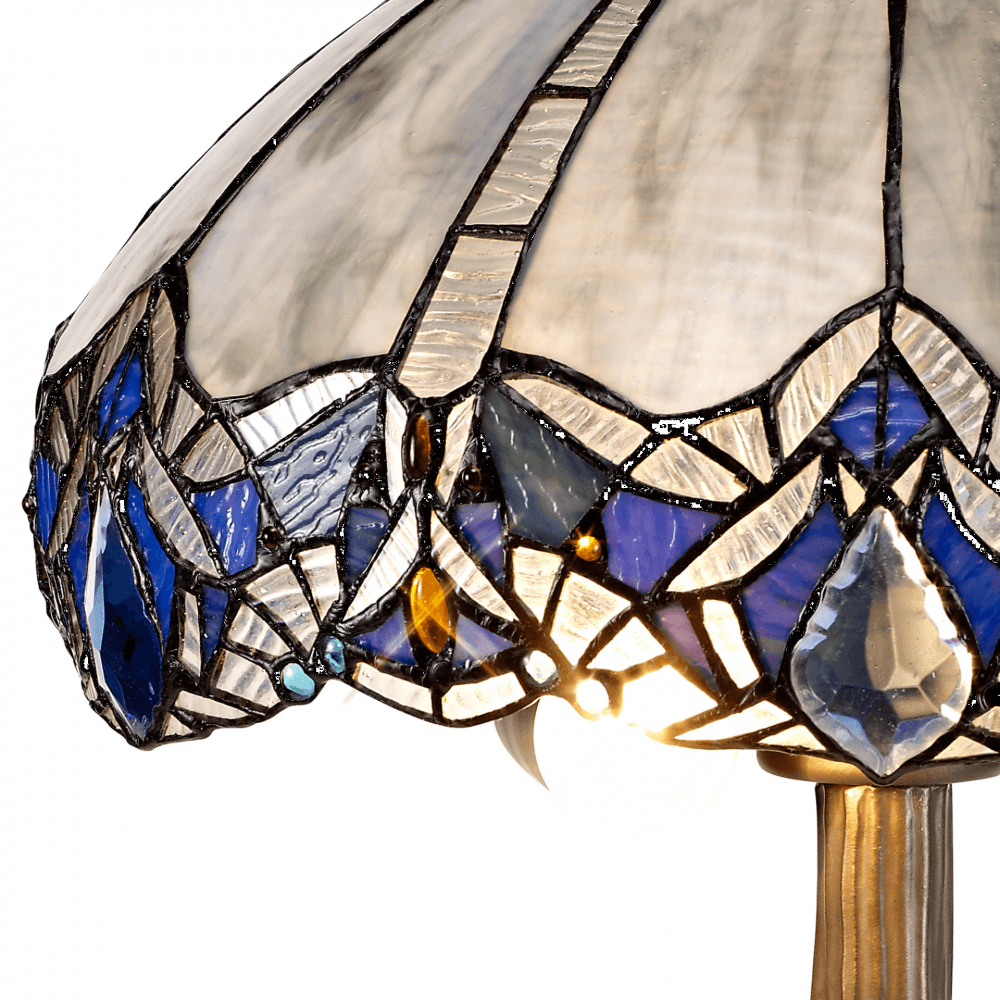 Fabula Newmans 2 Light Tree Like Table Lamp - 40cm Tiffany Shade - Blue