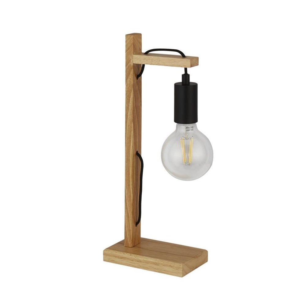 Searchlight Woodstock Table Lamp - Natural Wood & Black