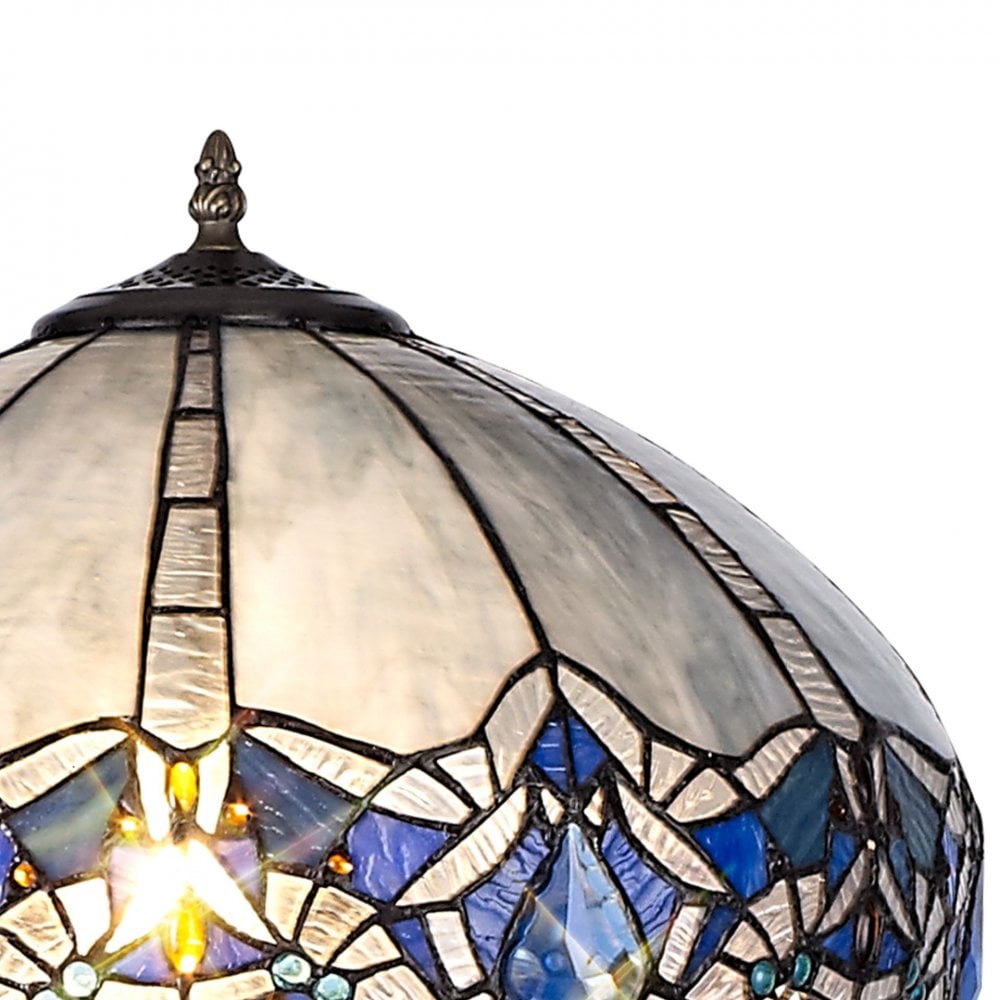 Fabula Newmans 2 Light Leaf Design Floor Lamp - 40cm Tiffany Shade - Blue