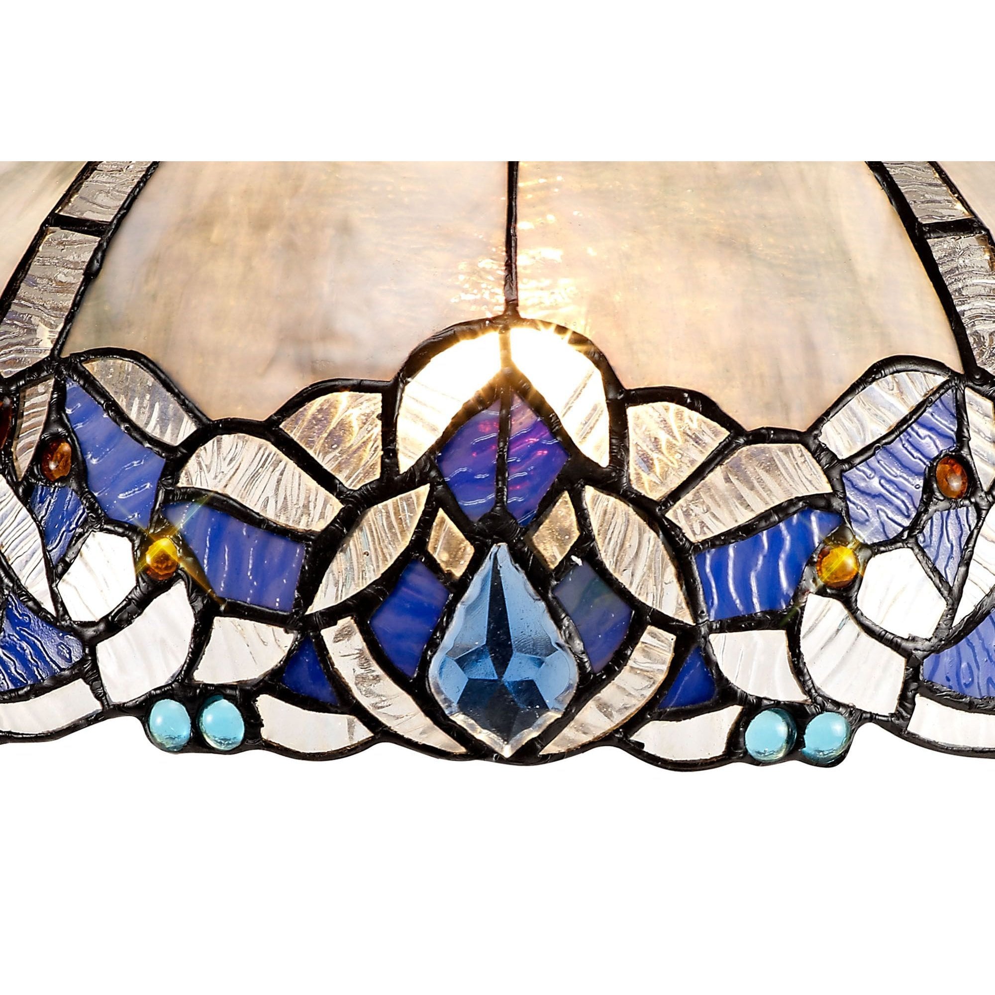 Fabula Newmans Single Pendant - 30cm Tiffany Shade - Polished Nickel & Blue