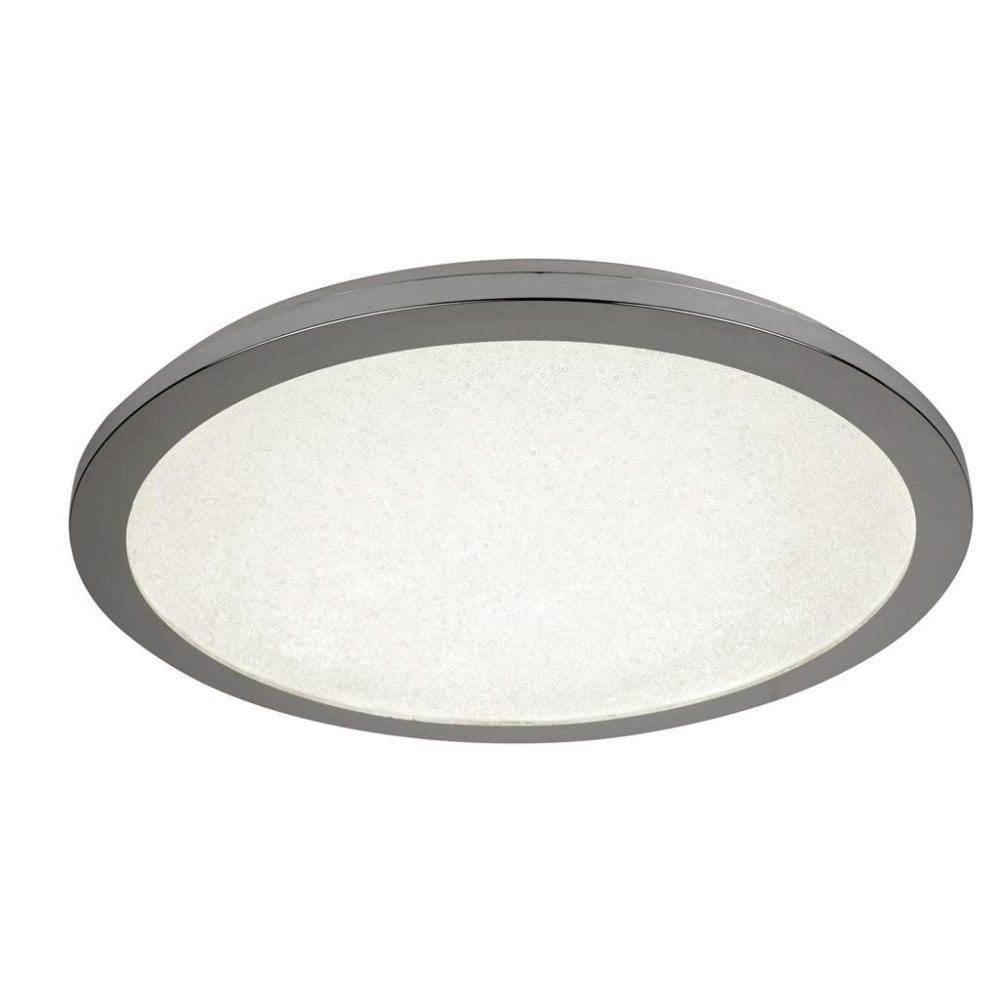 Searchlight Saxon LED Flush - Chrome & Crystal Sand - IP44