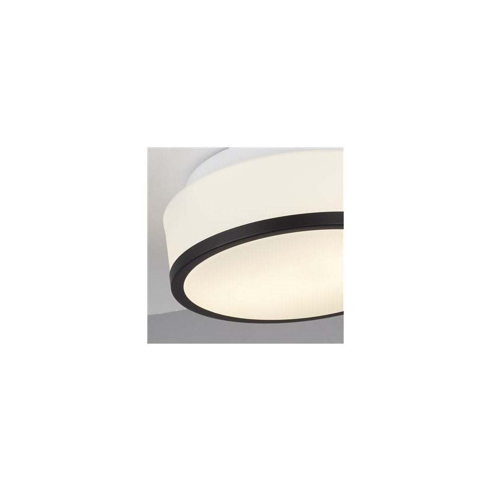 Searchlight Cannock 23cm 2 Light Flush - Black & White Glass