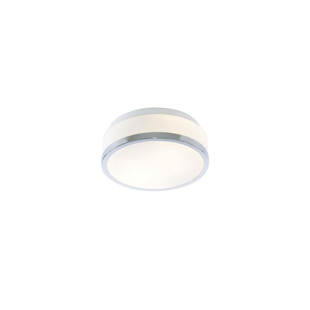Searchlight Cannock 23cm 2 Light Flush - Chrome & White Glass