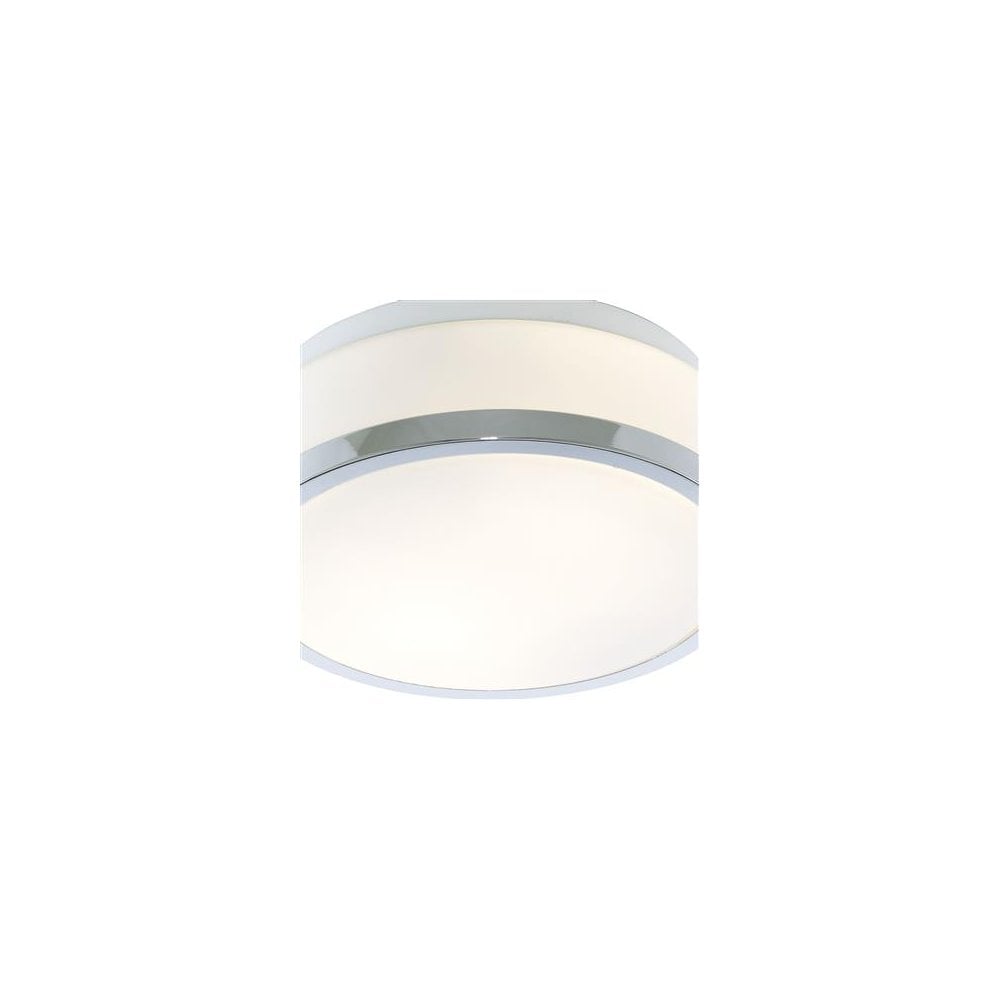 Searchlight Cannock 23cm 2 Light Flush - Chrome & White Glass