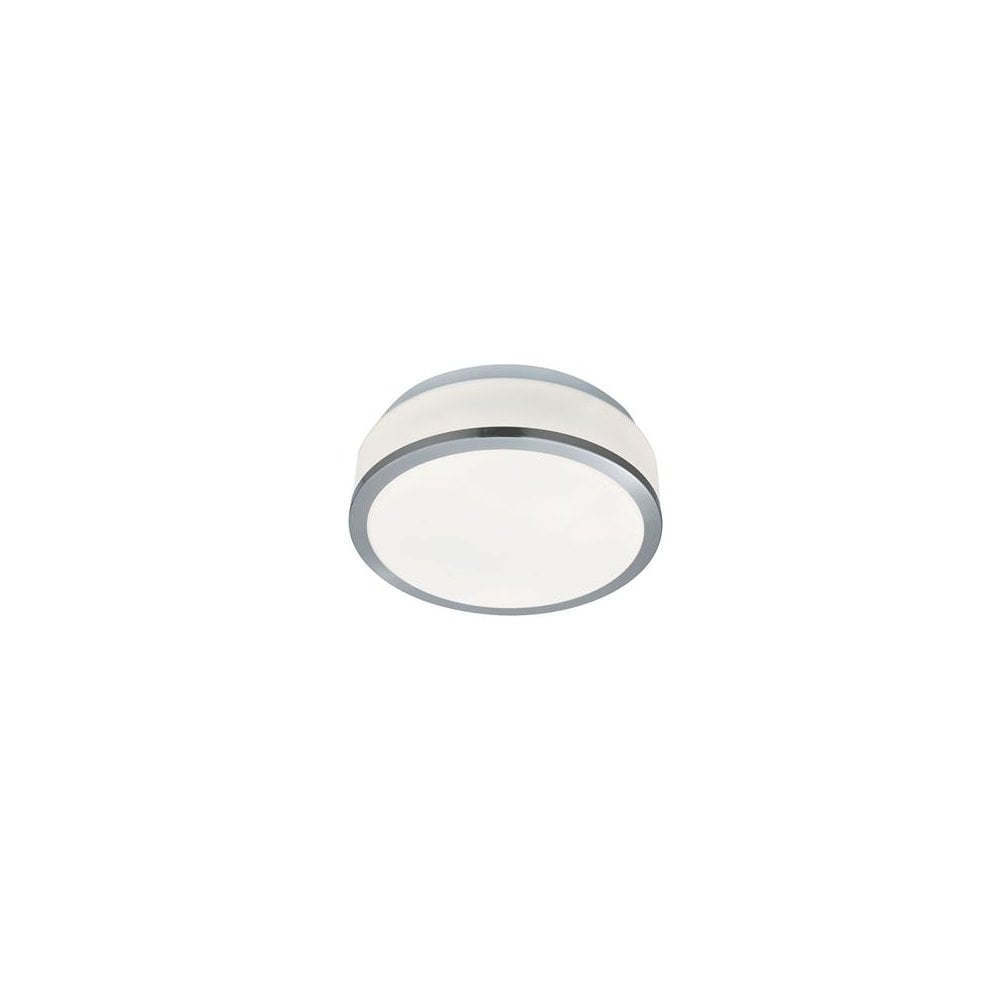 Searchlight Cannock 23cm 2 Light Flush - Satin Silver & White Glass