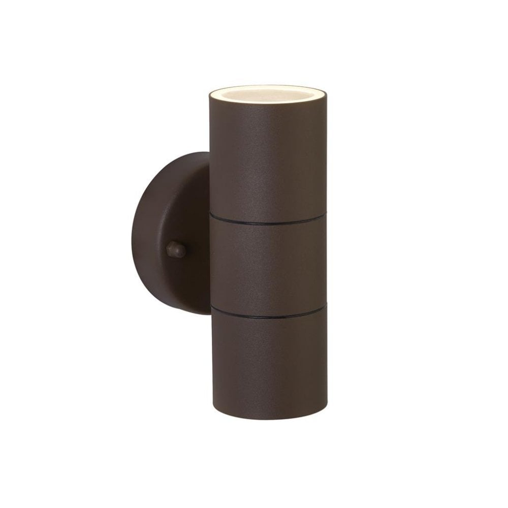 Searchlight Mela Outdoor Wall Light - Rustic Brown & Glass