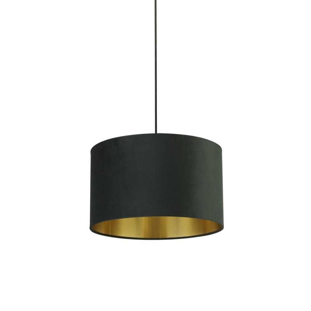Searchlight Drum Shade - 40cm - Green Velvet with Gold Inner - Shade Only