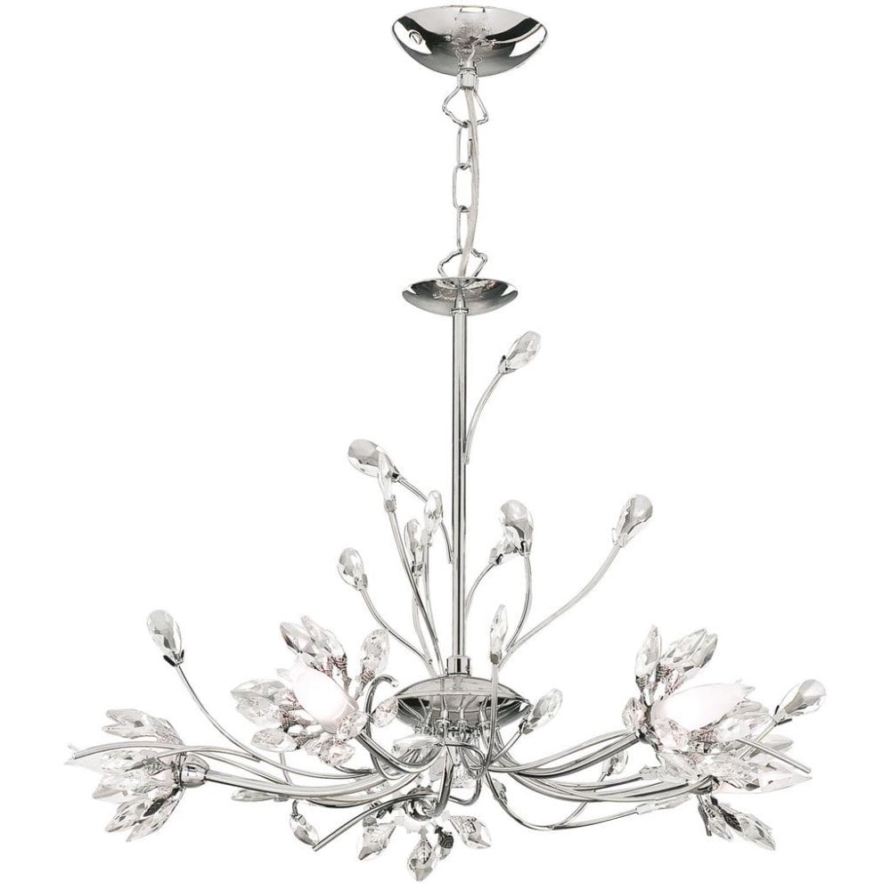 Searchlight Hallam 5 Light Ceiling Pendant - Chrome & Clear Glass