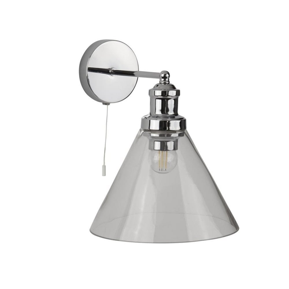 Searchlight Picton Wall Light - Chrome Metal & Glass