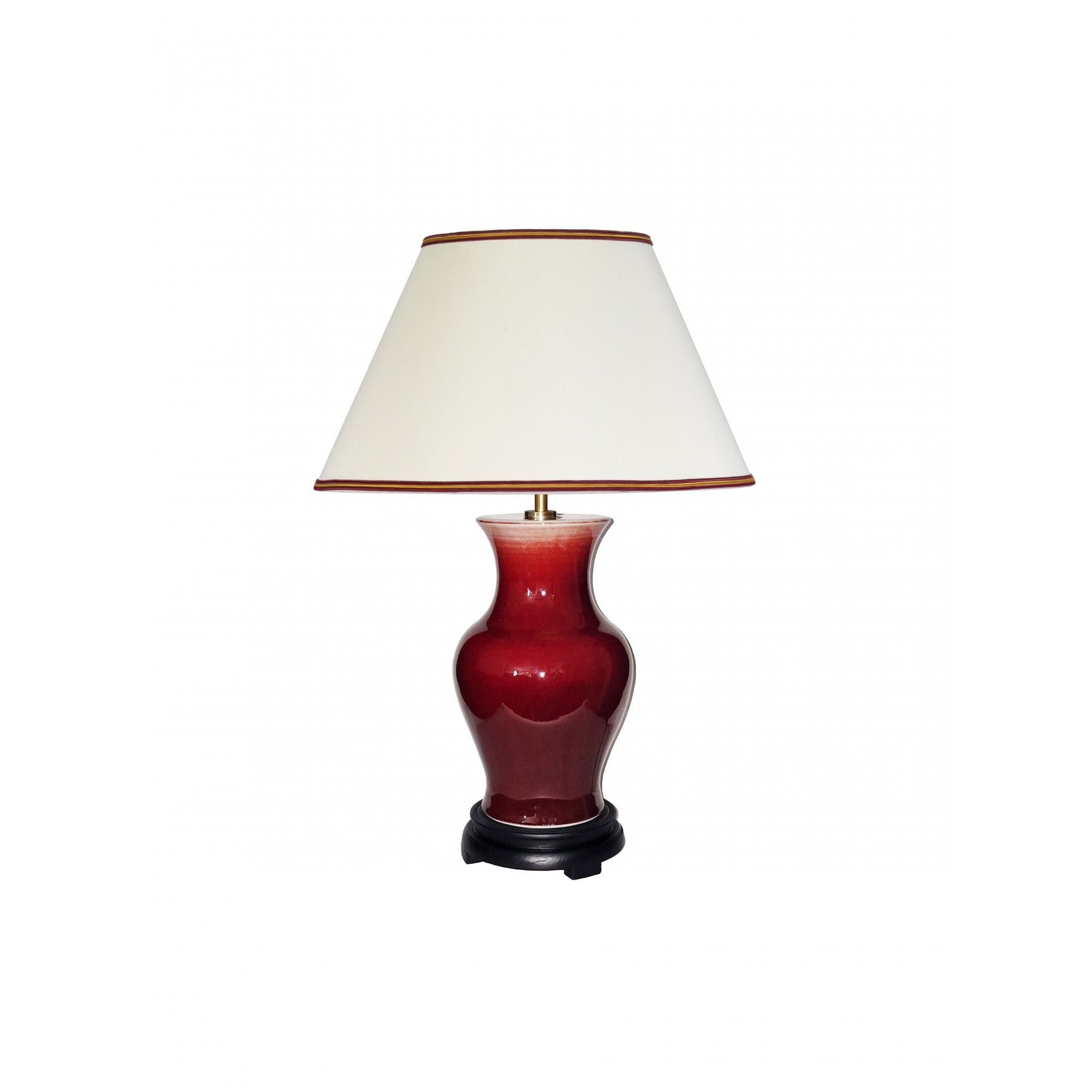 Elstead Majin Jar 1 Light Table Lamp -  Oxblood Red with Polycotton shade