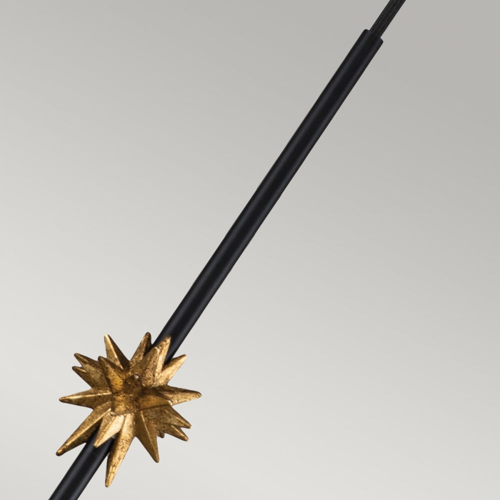 Elstead Etoile 1 Light Medium Pendant - Matte Black & Gold Leaf