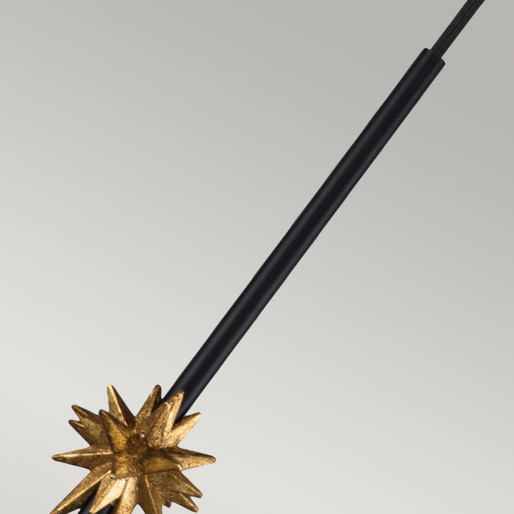 Elstead Etoile 1 Light Small Pendant - Matte Black & Gold Leaf