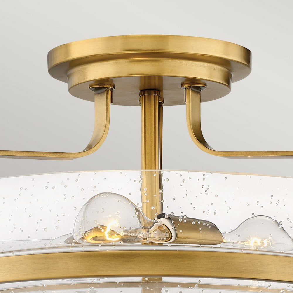 Hinkley Harper Medium Semi-Flush - Clear - Heritage Brass