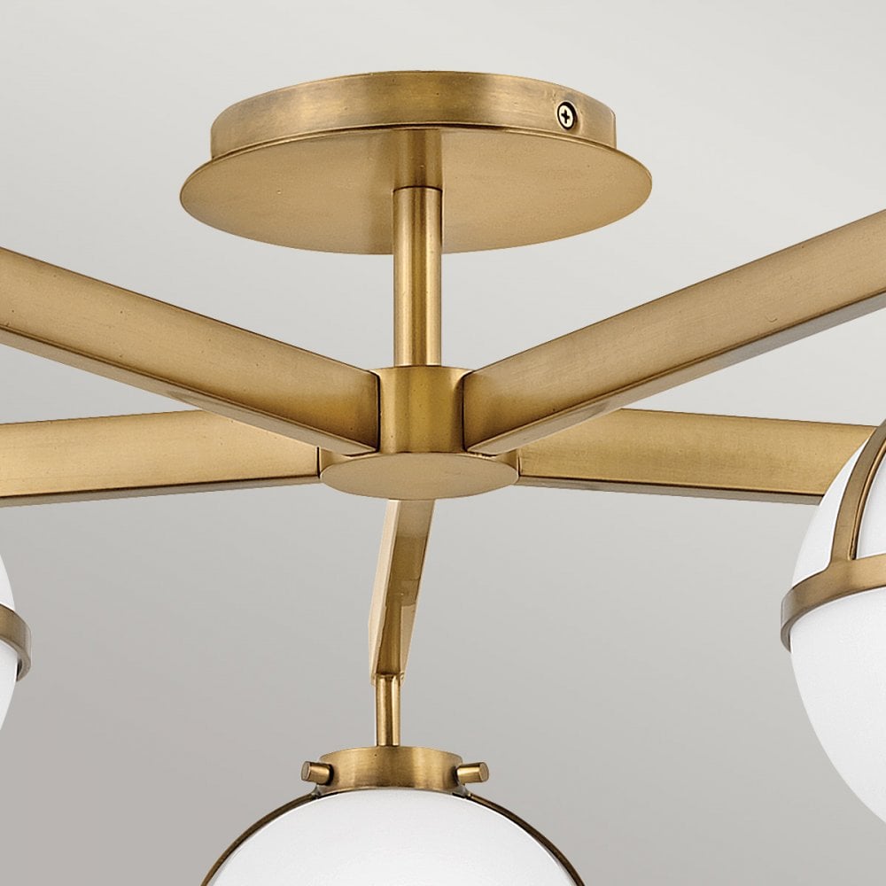 Hinkley Hollis 5 Light Chandelier - Opal - Heritage Brass