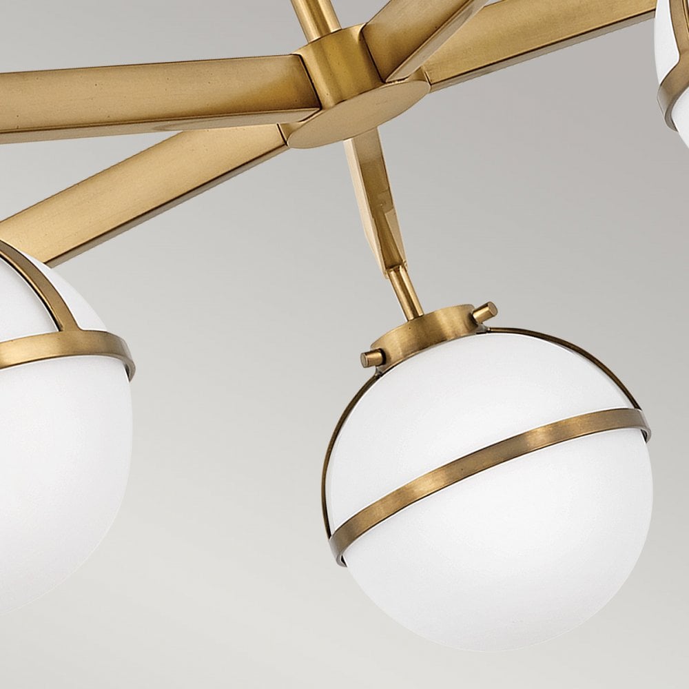 Hinkley Hollis 5 Light Chandelier - Opal - Heritage Brass