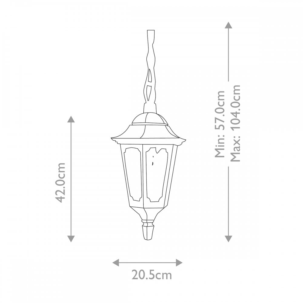 Elstead Parish 1 Light Chain Lantern  - Black