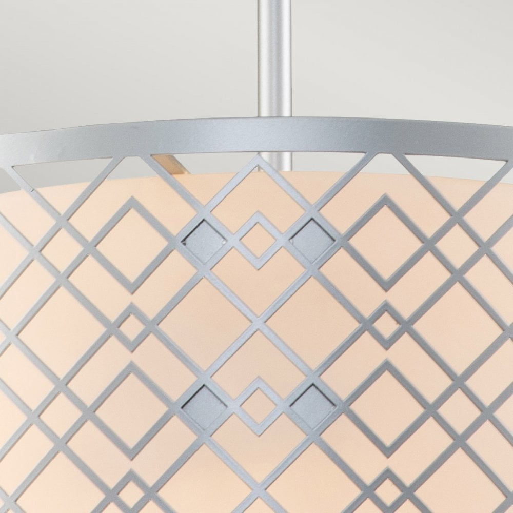 Elstead Ziggy 2 Light Medium Pendant - Lacquered Silver