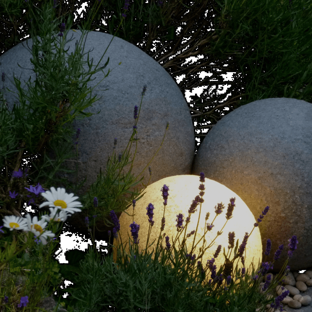 Stone Globe Spherical Garden Light - Limestone - Plug & Play