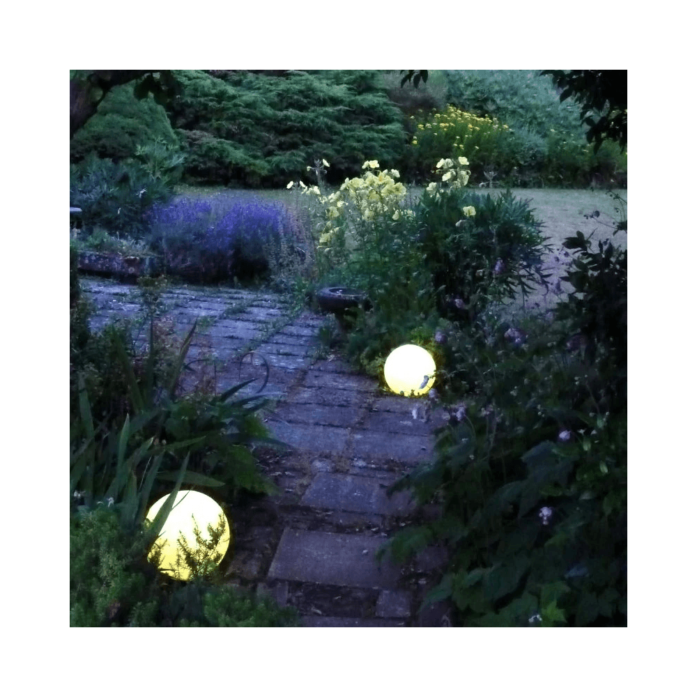 Stone Globe Spherical Garden Light - Weathered Stone - Mains