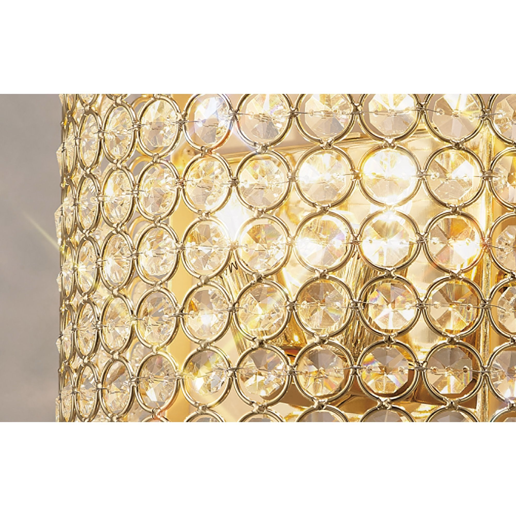 Diyas Ava 2 Light Rectangle Wall Light - French Gold & Crystal