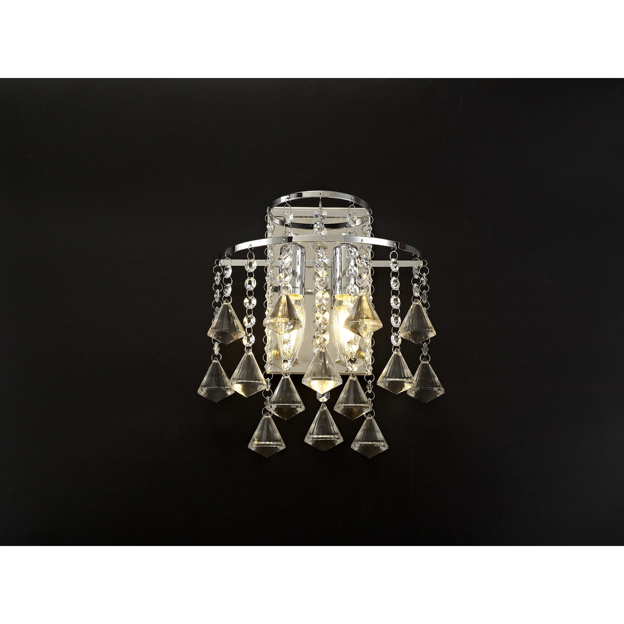 Diyas Inina 2 Light Switched Wall Light - Polished Chrome & Crystal