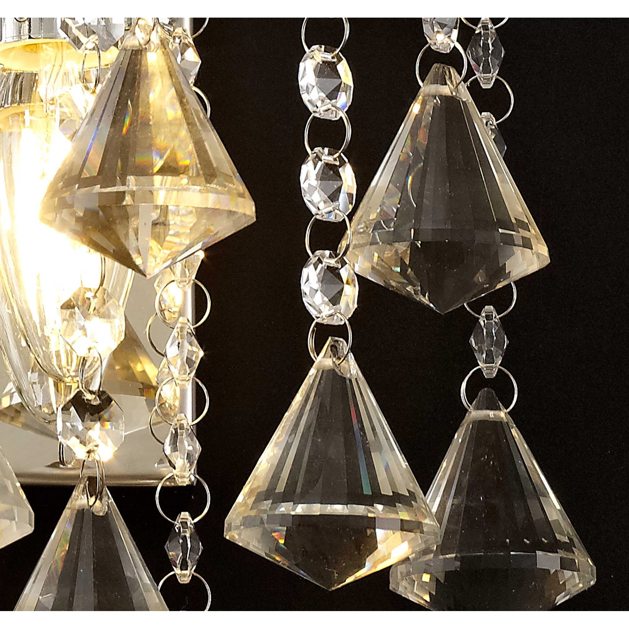 Diyas Inina 2 Light Switched Wall Light - Polished Chrome & Crystal