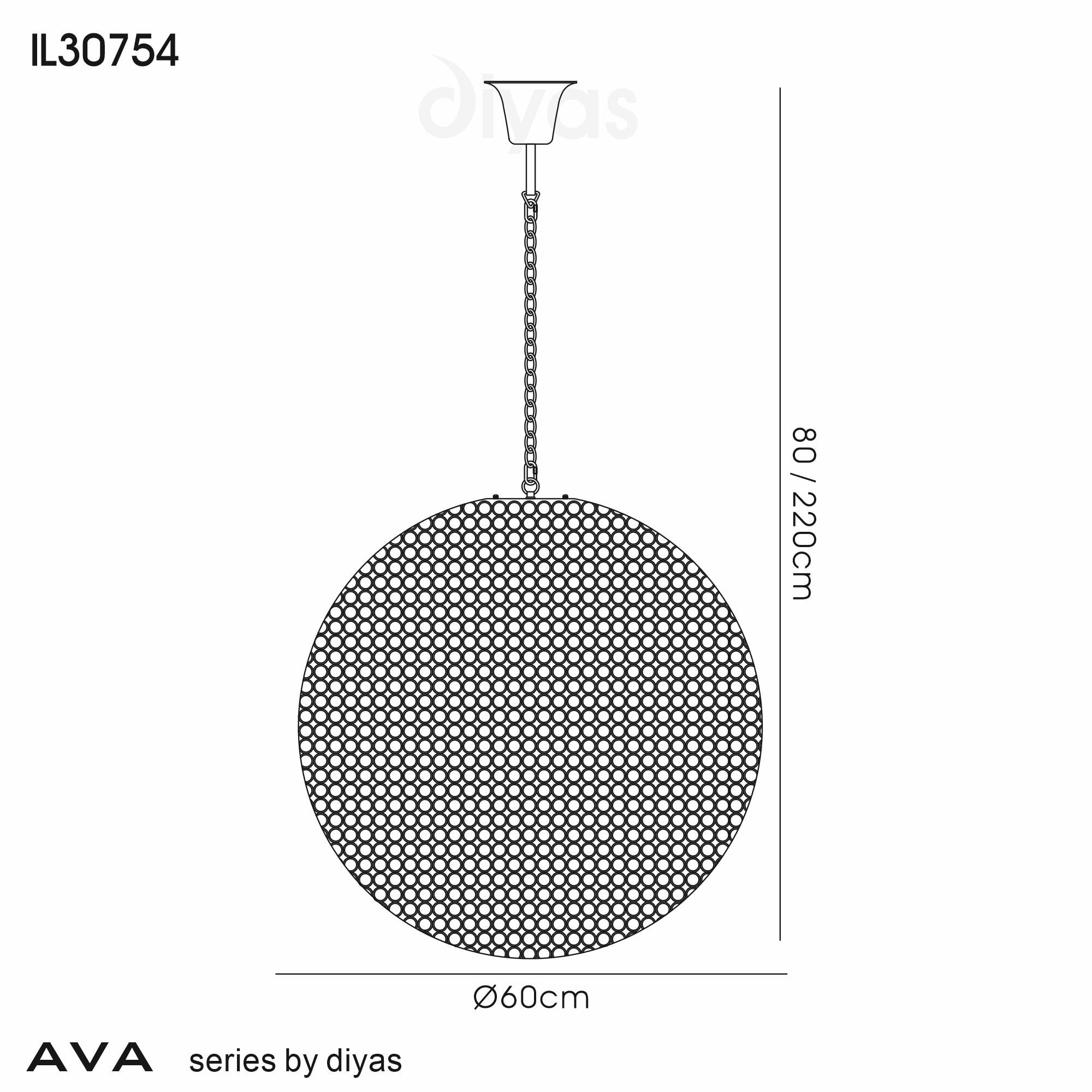 Diyas Ava 9 Light Pendant - French Gold & Crystal