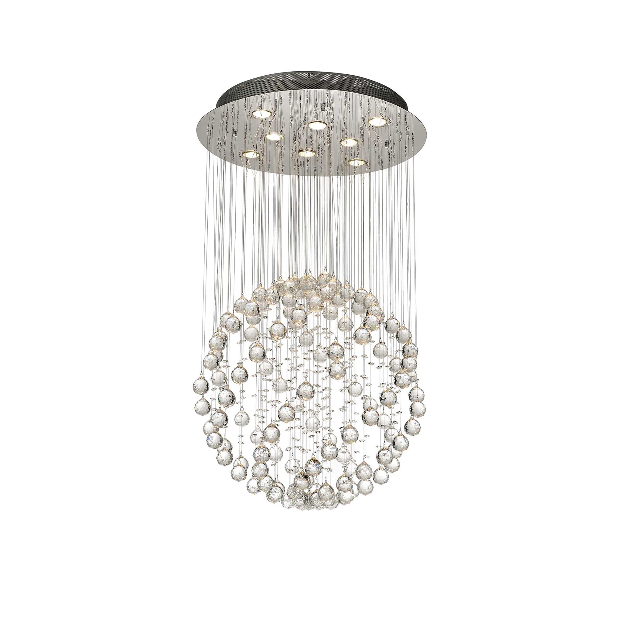 Diyas Colorado Medium 8 Light Sphere Pendant - Polished Chrome & Crystal