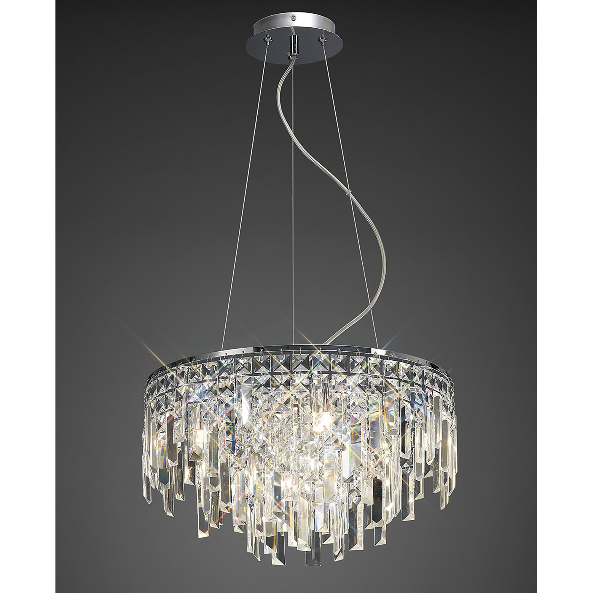 Diyas Maddison 6 Light Round Pendant - Polished Chrome & Crystal