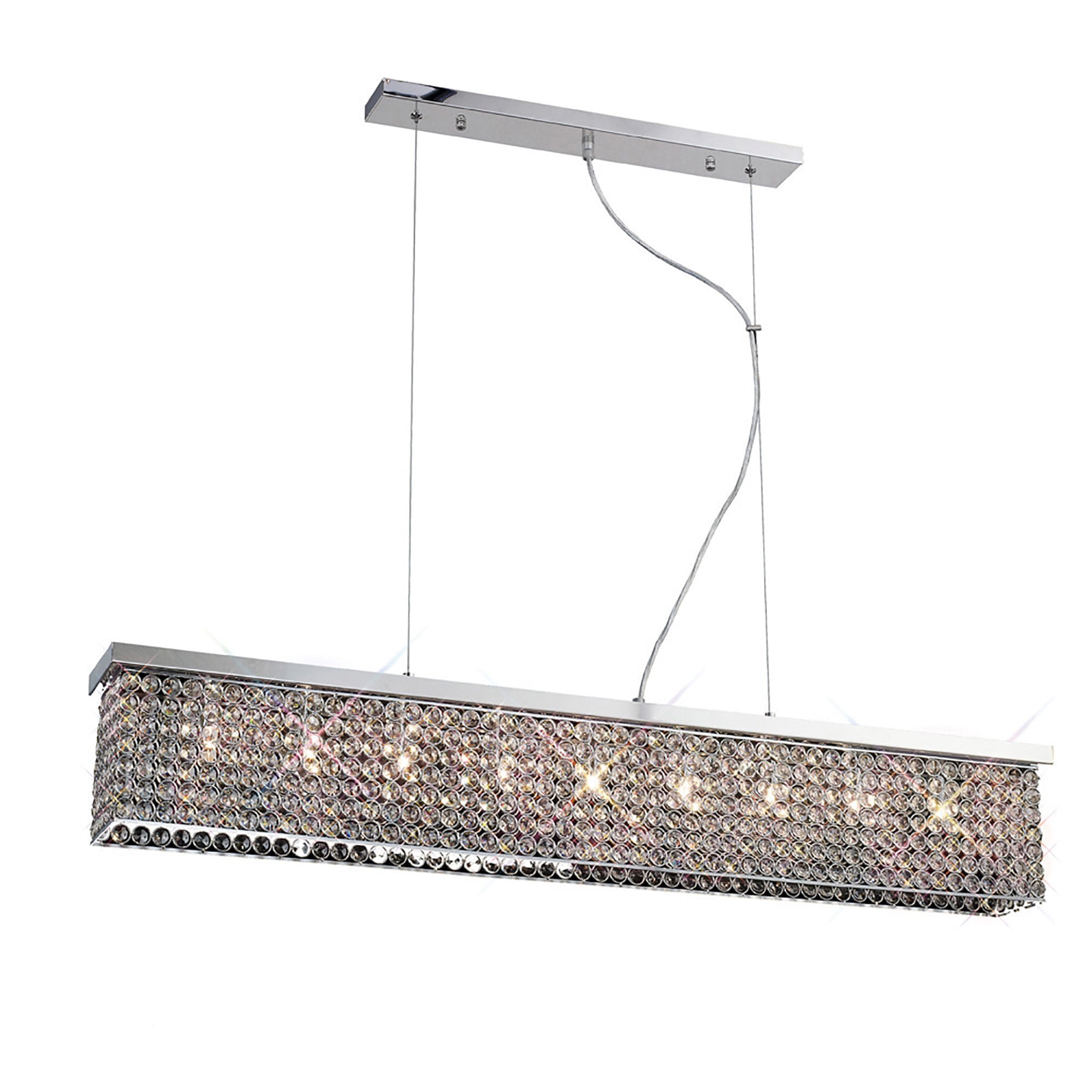 Diyas Piazza 9 Light Rectangular Pendant - Polished Chrome & Crystal