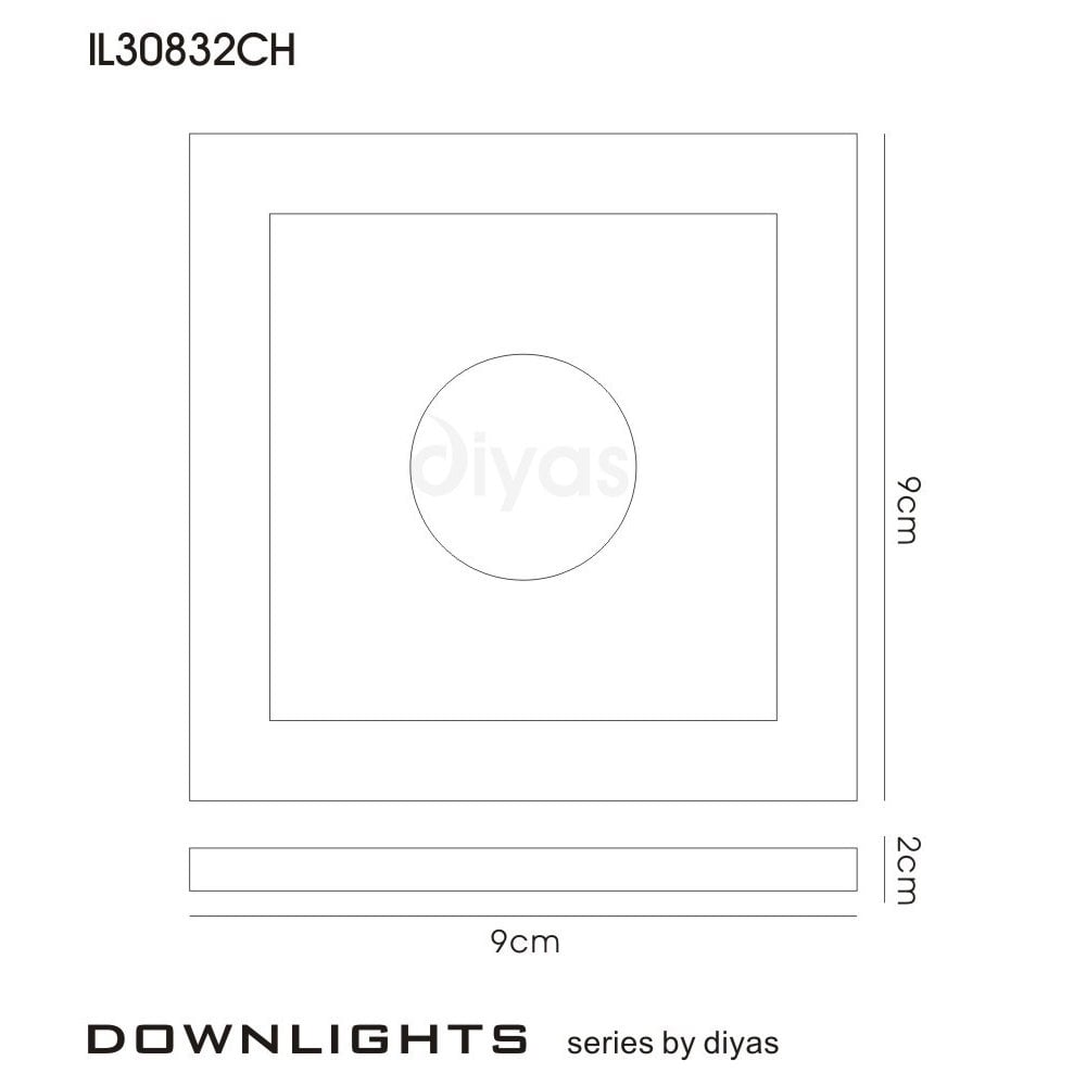 Diyas IL30832CH Crystal Bubble Downlight Square Rim Only Clear,IL30800 Required To Complete The Item