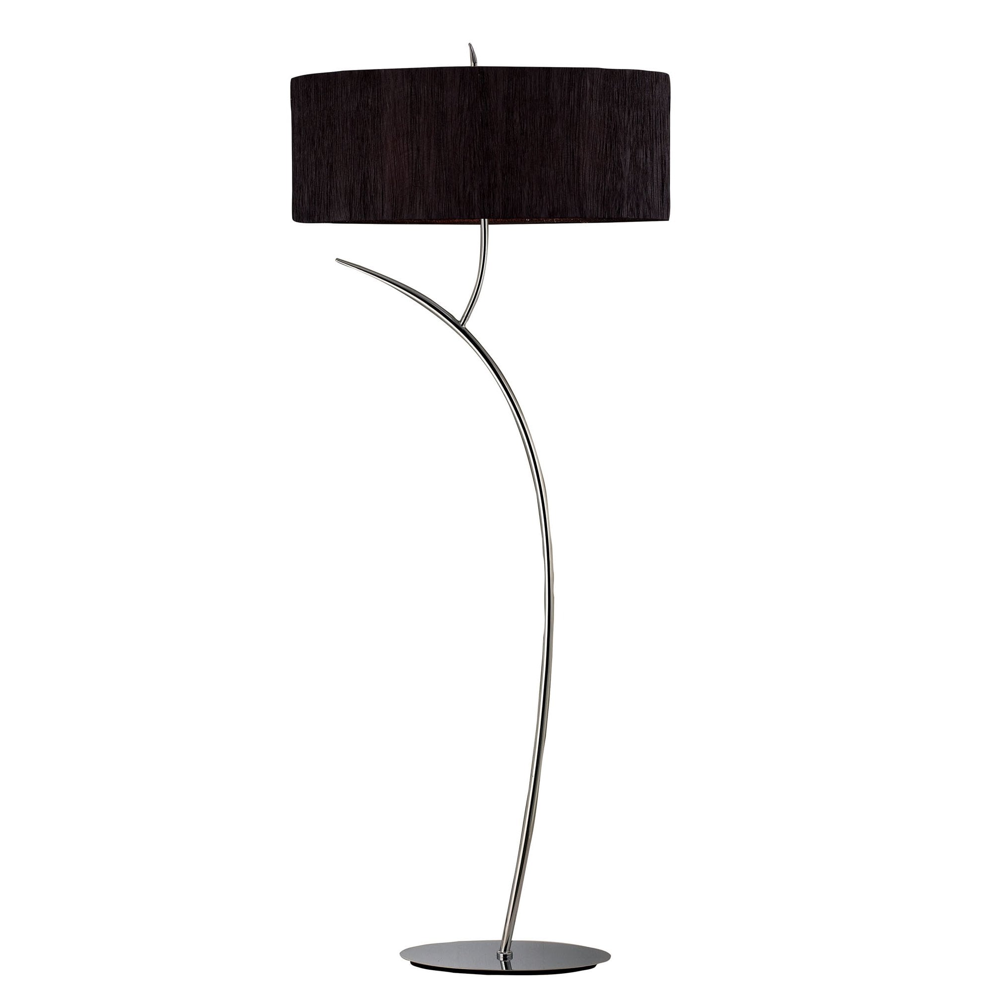 Mantra Eve 2 Light Floor Lamp in Polished Chrome with Black Oval Shade
