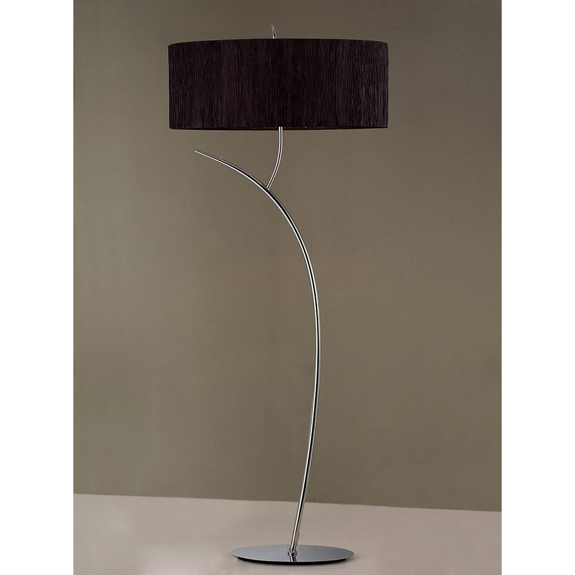 Mantra Eve 2 Light Floor Lamp in Polished Chrome with Black Oval Shade