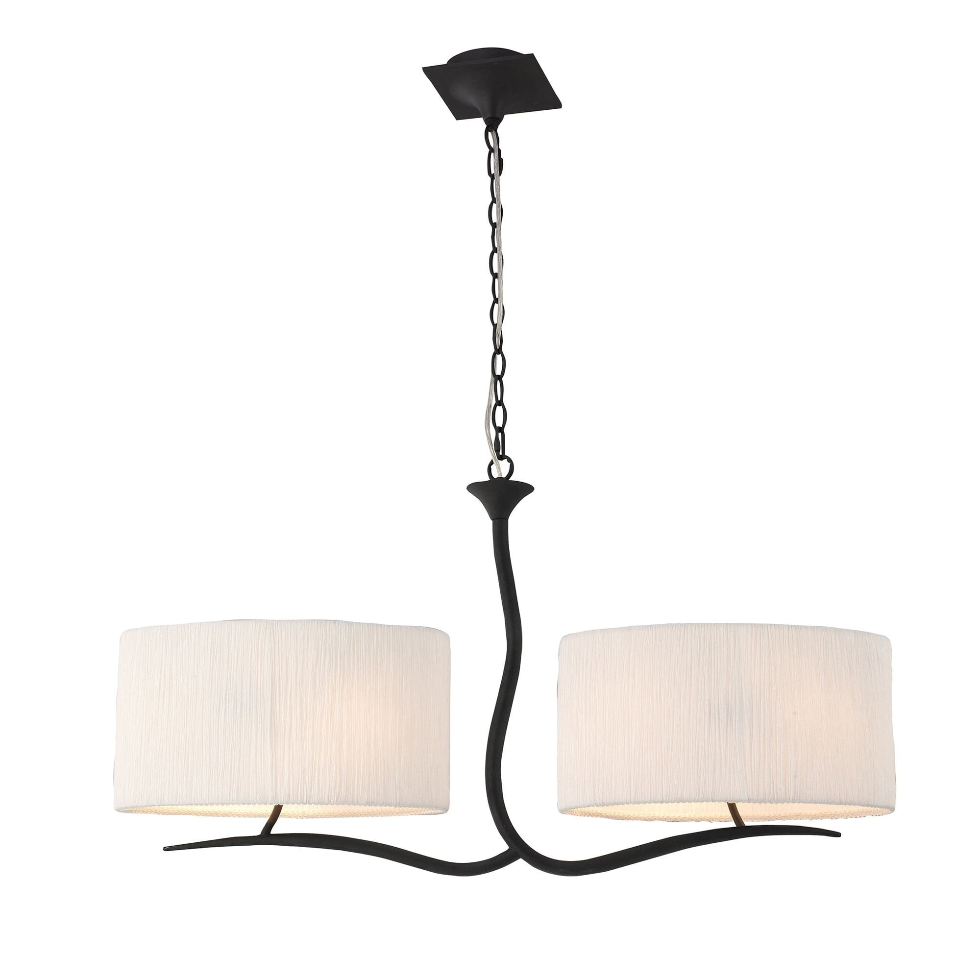 Mantra Eve 2 Arm 4 Light Pendant in Anthracite with White Oval Shades