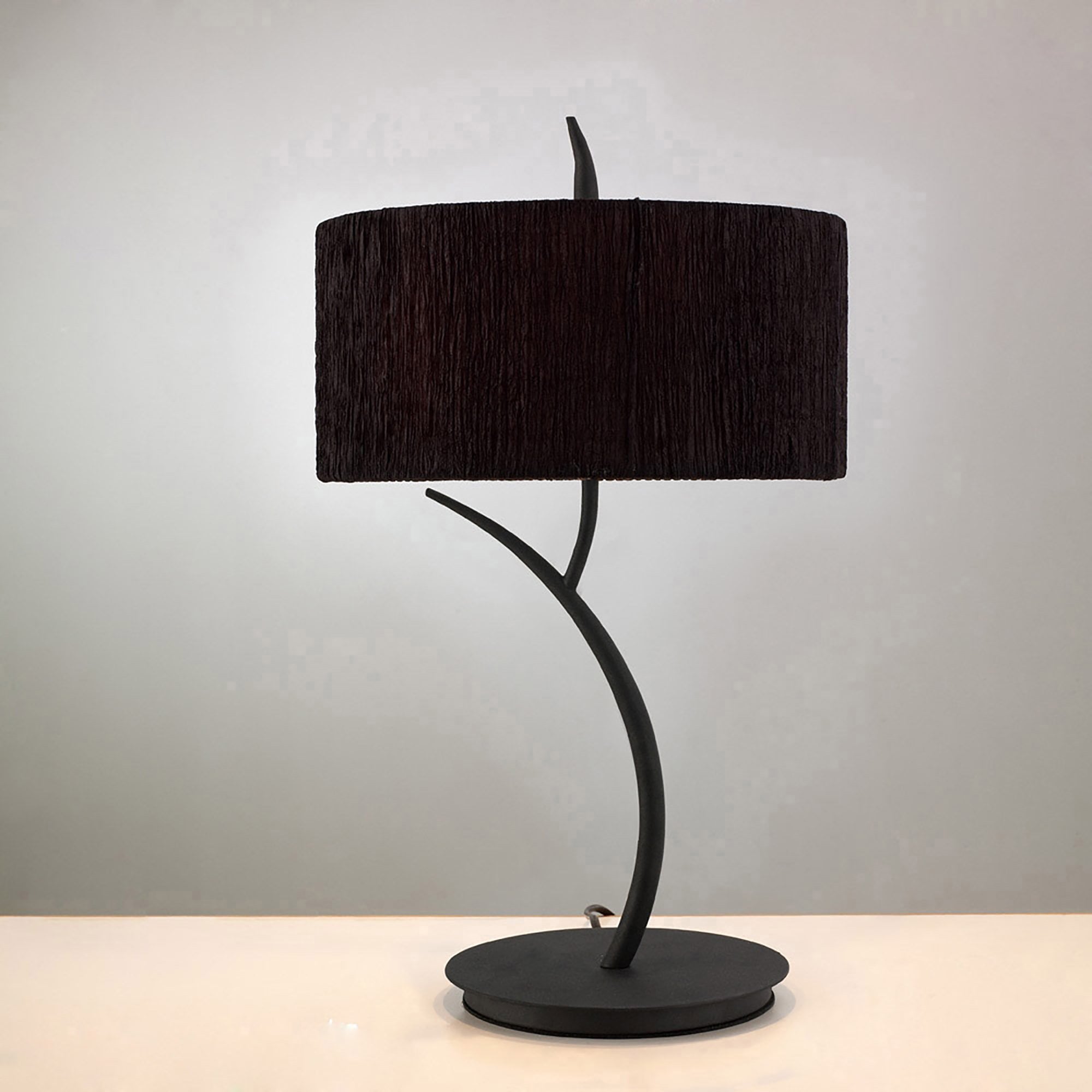 Mantra Eve 2 Light Table Lamp in Anthracite with Black Round Shade
