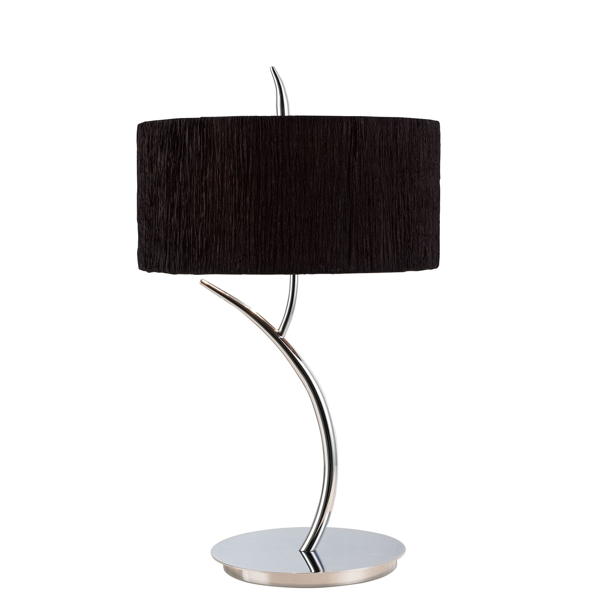 Mantra Eve 2 Light Large Table Lamp in Polished Chrome with Black Round Shade