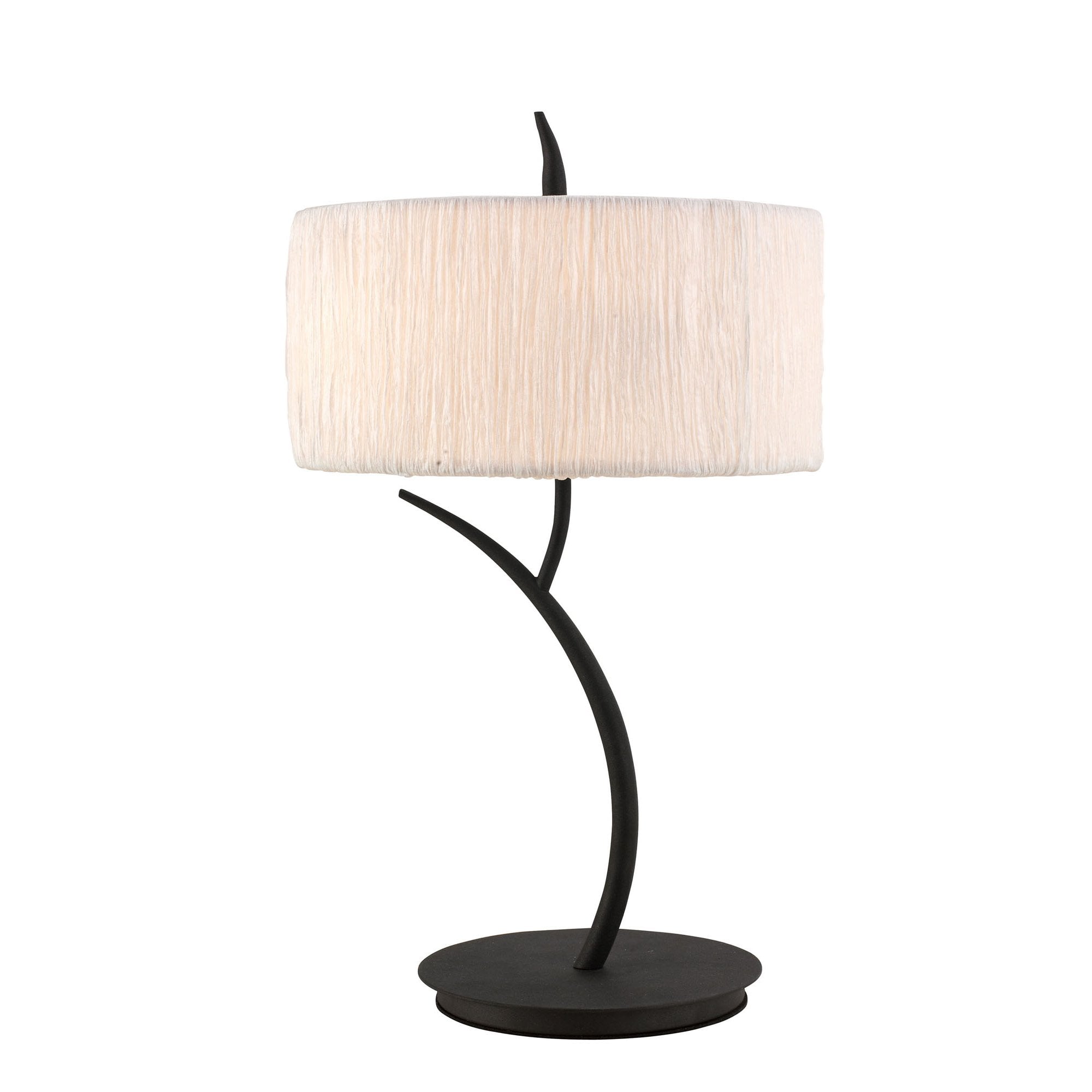 Mantra Eve 2 Light Large Table Lamp in Anthracite with White Round Shade