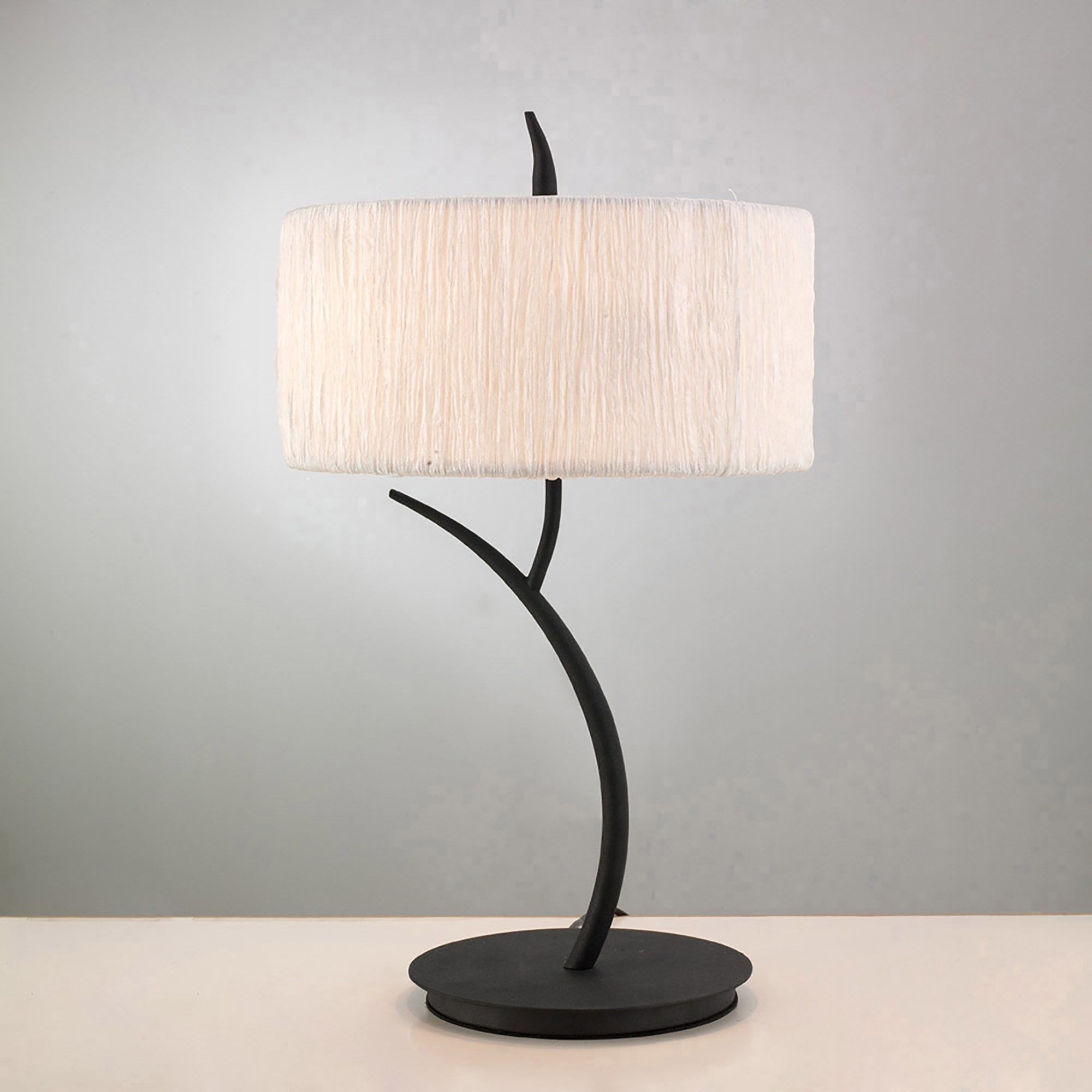 Mantra Eve 2 Light Large Table Lamp in Anthracite with White Round Shade