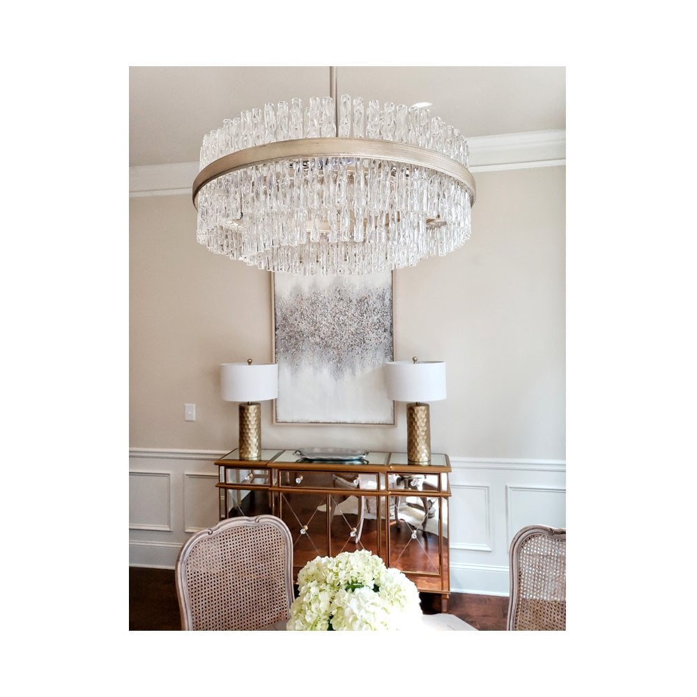 Corbett Chime 8 Light Pendant - Silver Leaf