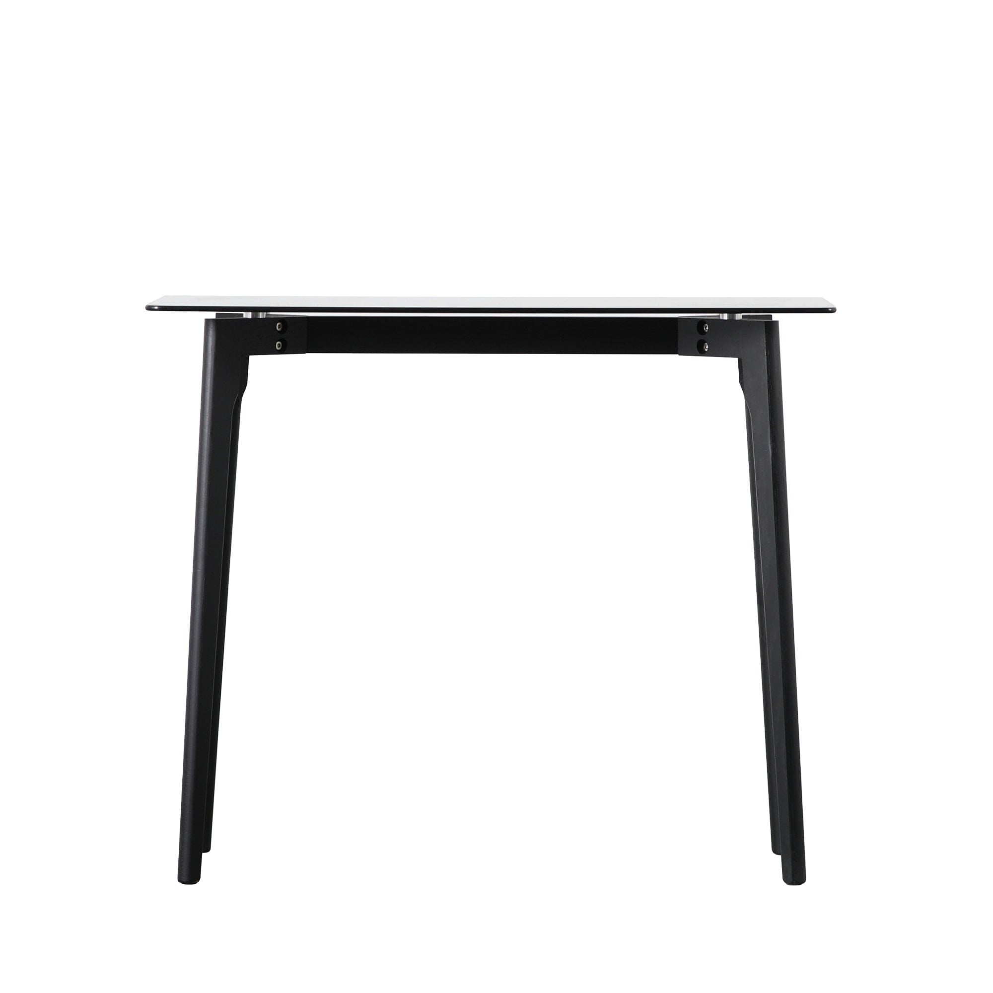 Mura William Console Table - Black Stained Oak With Glass Top