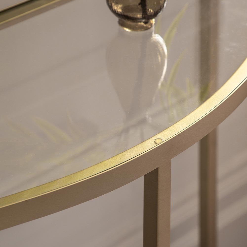 Mura Murray Half Moon Console Table - Champagne Gold
