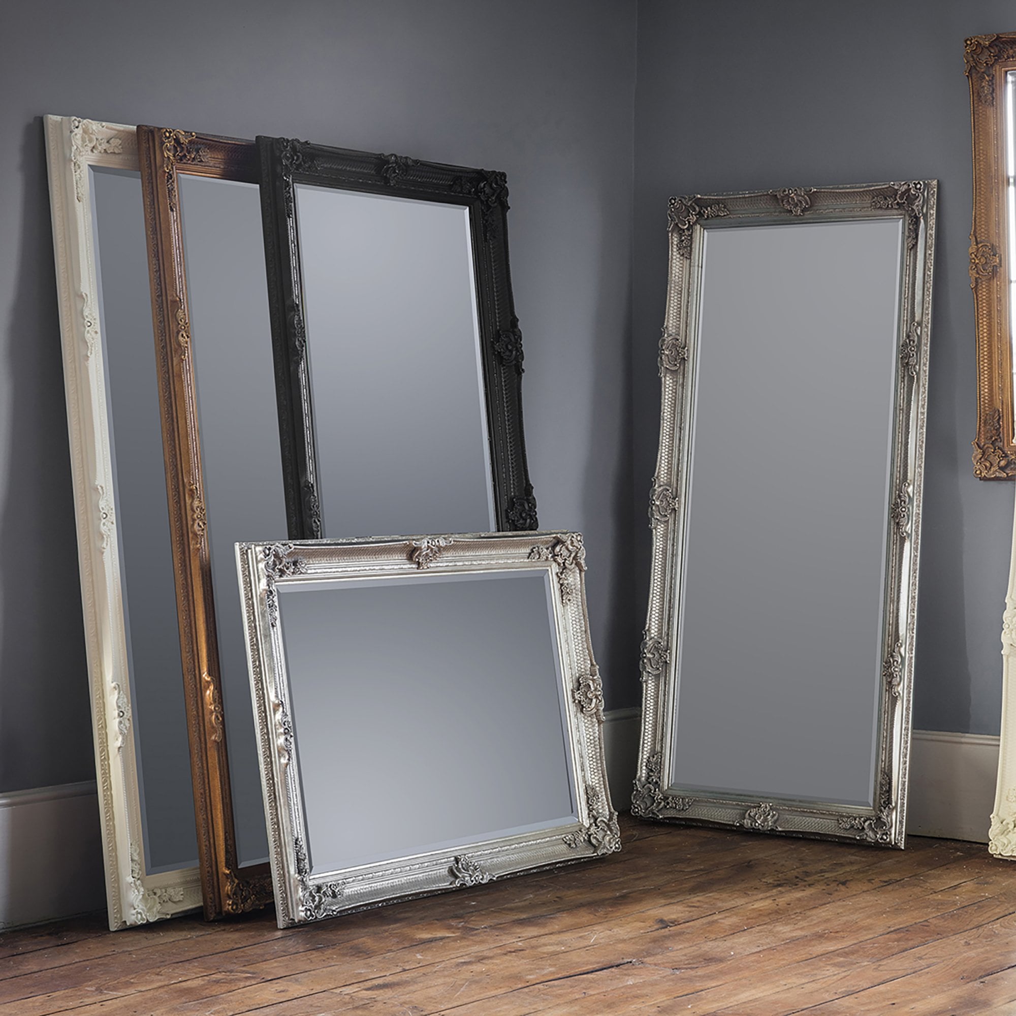 Mura Riverside Rectangle Full Length Leaner Mirror - Black Wood