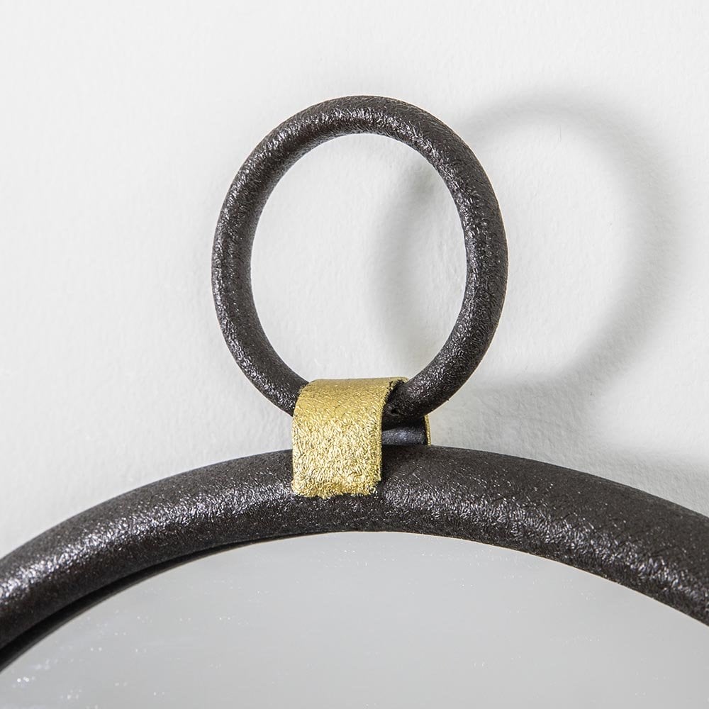 Mura Tonkin Medium Round Hanging Loop Wall Mirror - Matt Black