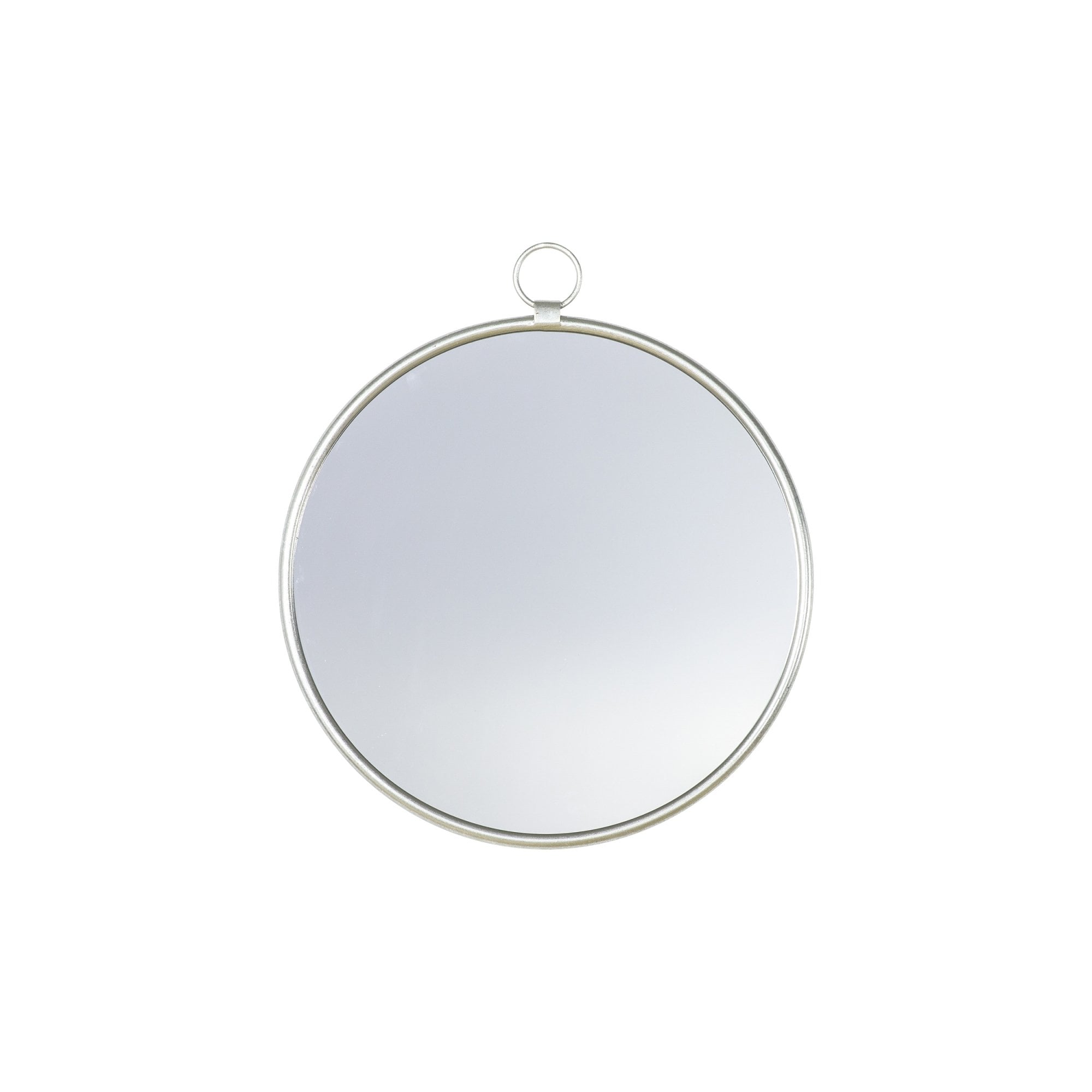Mura Tonkin Large Round Hanging Loop Wall Mirror - Satin Silver