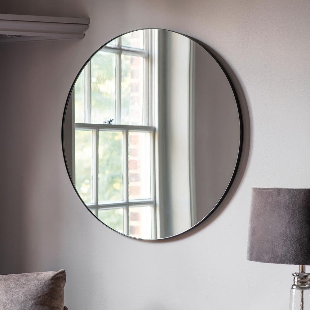 Mura Welshpool Round Wall Mirror - Matt Black