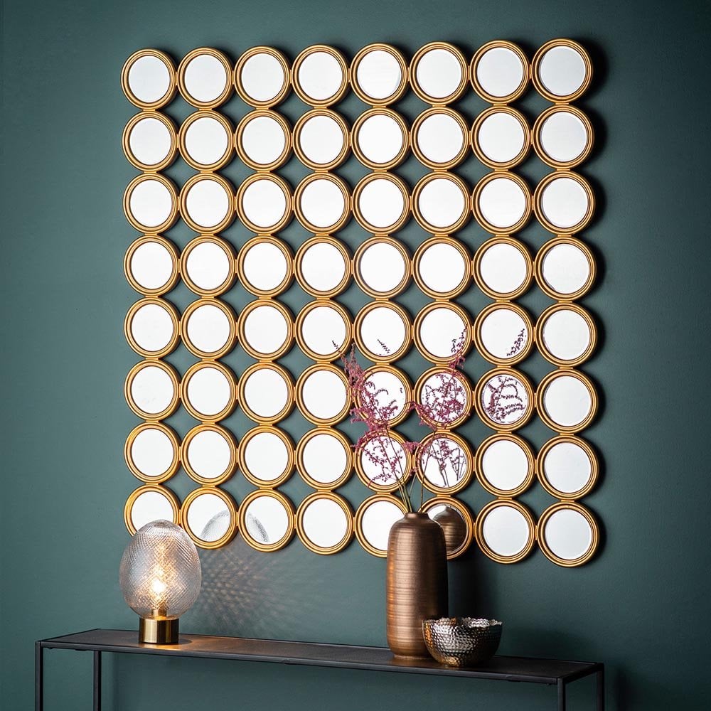 Mura Karrakatta Decorative Square Wall Mirror - Satin Gold