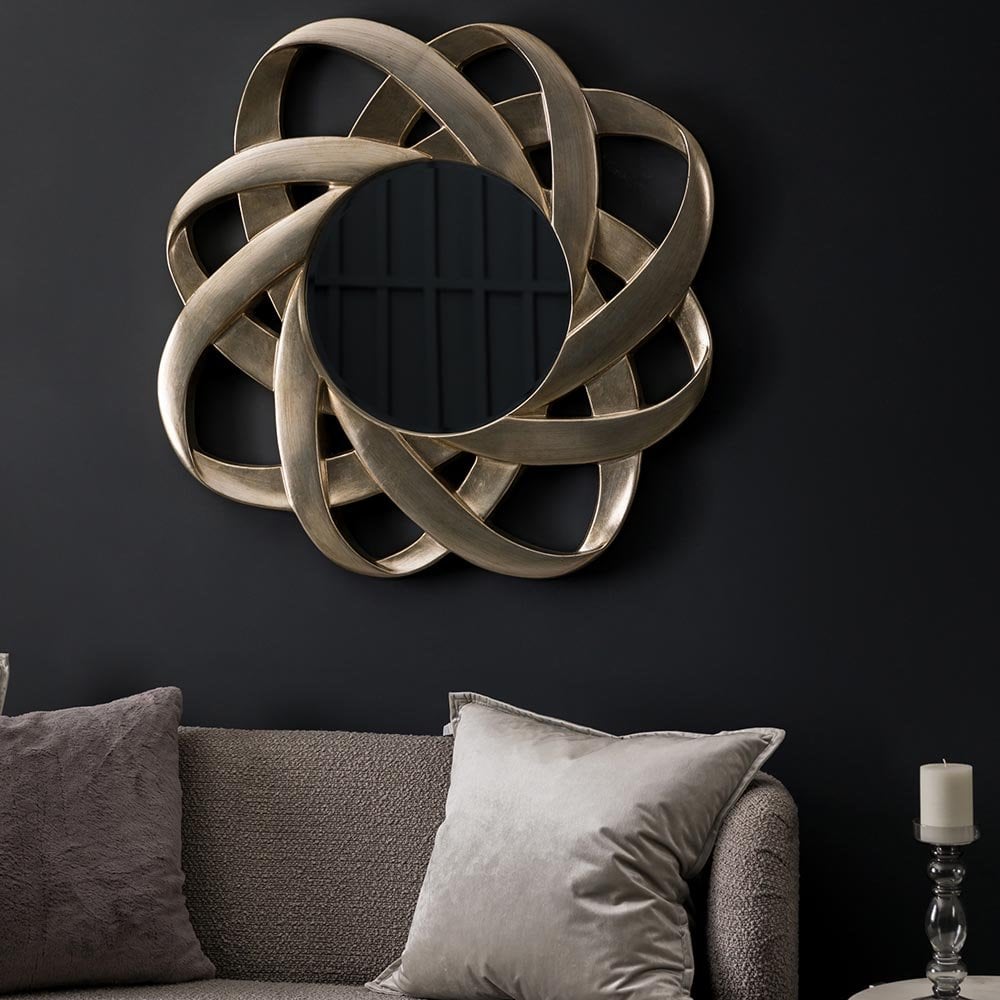 Mura Fortescue Round Wall Mirror - Aged Silver