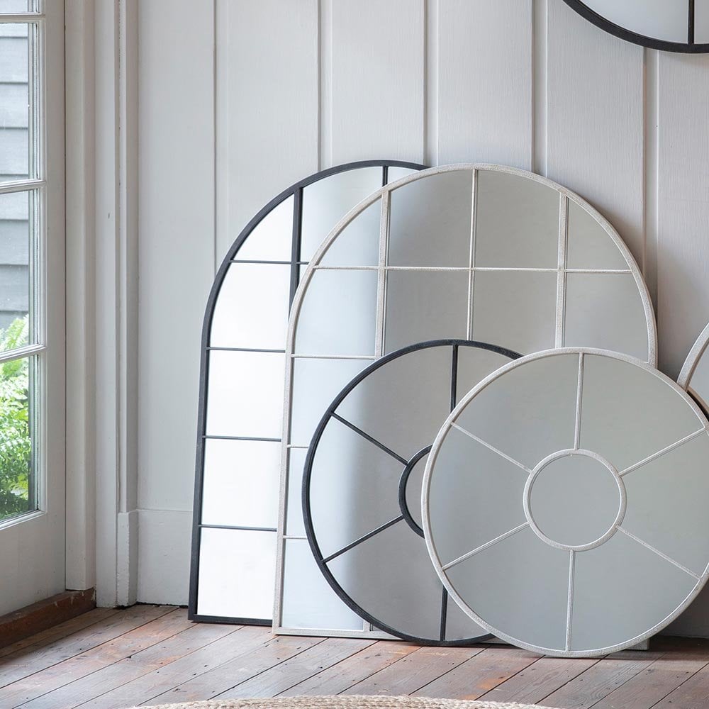 Mura Brookton Arch Window Wall Mirror - Matt Black