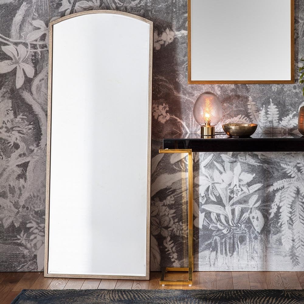 Mura Oxford Tall Arch Full Length Wall Mirror - Antique Silver