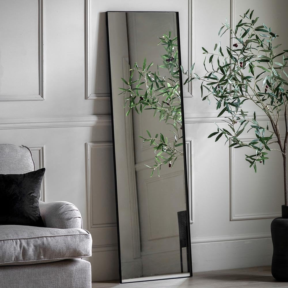 Mura Albert Rectangle Full Length Leaner Mirror - Matt Black